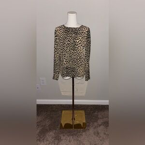 J. Crew Wildcat Black and Tan Leopard Animal Print Blouse Sz 2